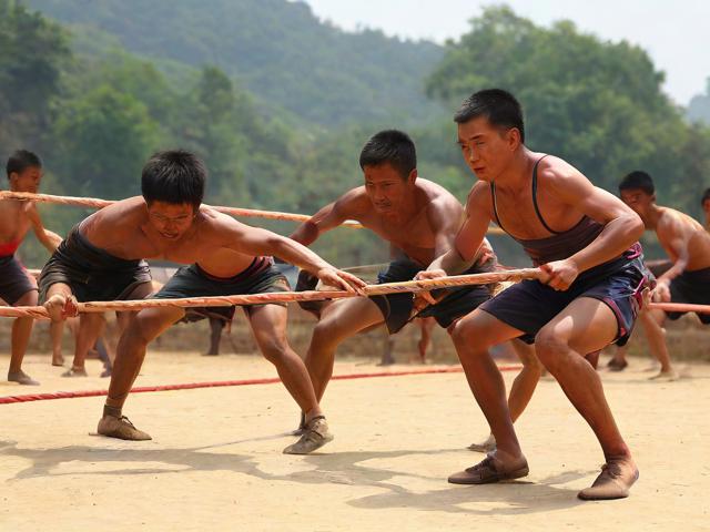 九游体育网站_ 乡村传统拔河比赛，传承民族体育文化，传统体育项目拔河