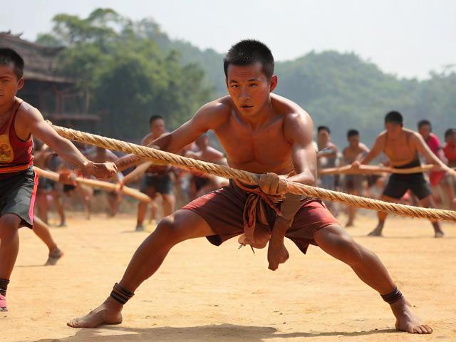 九游体育网站_ 乡村传统拔河比赛，传承民族体育文化，传统体育项目拔河