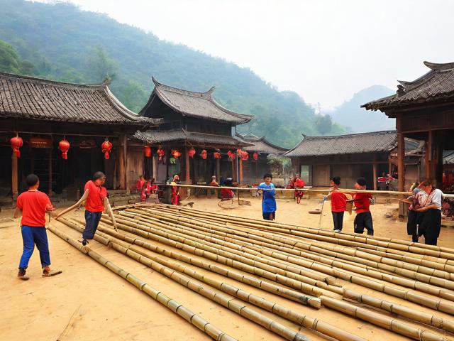 九游体育网站_ 乡村特色竹竿挤拔河，传承传统民俗运动，拔竹竿神器